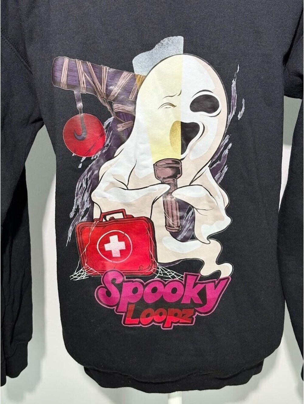 Spooky Loopz Mori Me Patrick! Hoodie Zip Up Size Small Ghost Logo Youtube Merch